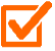 orange icon showing a box with a checkmark in it